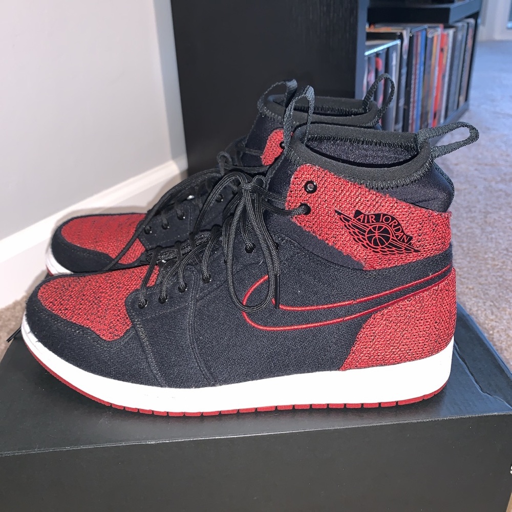 Jordan 1 Flyknit Ultra High “Banned” colorway